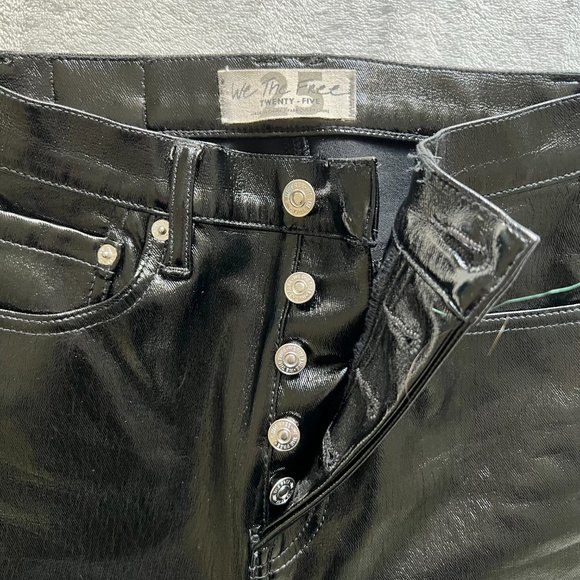 Free People Patent Leather Black Pants - Picture 3 of 4